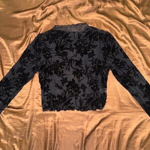 Sheer Black Floral Women's Top